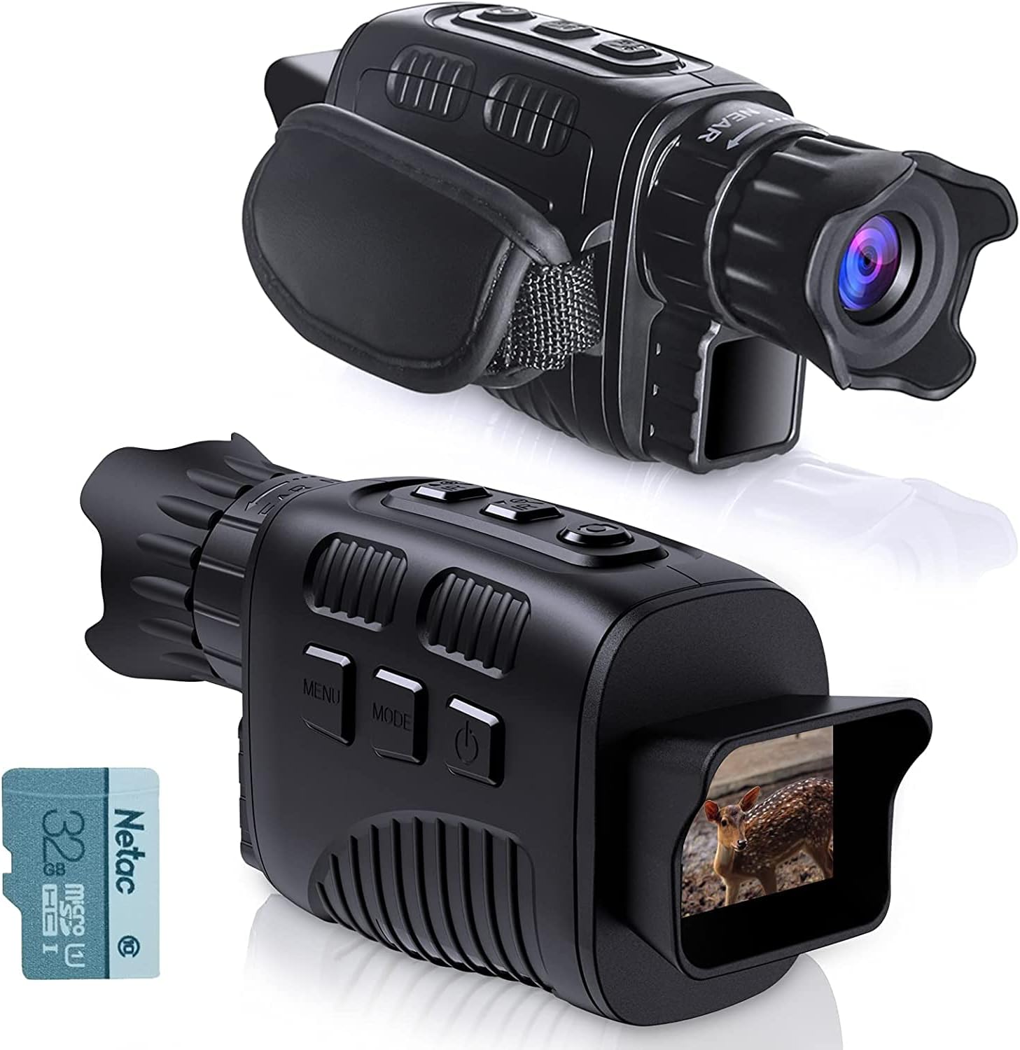 KINKA Night Vision Monocular Goggles, Travel Infrared Digital Monocular for 100% Darkness, Day and Night Vision for Adults, HD Photo & Video with 32GB Card for Hunting Gear