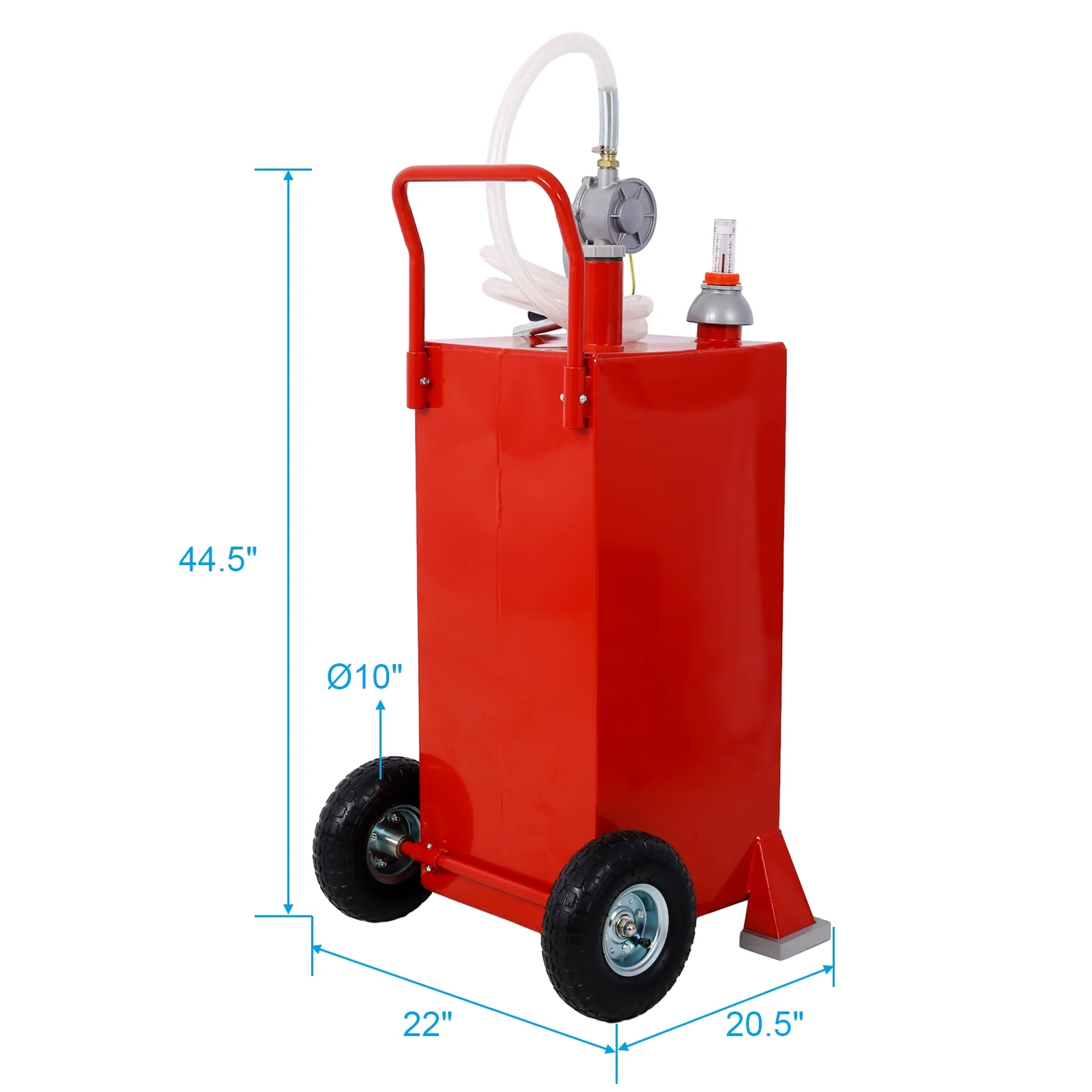 Tabaray 30 Gallon Gas Caddy With Wheels, Fuel Transfer Tank Gasoline Diesel Can Reversible Rotary Hand Siphon Pump, Fuel Storage Tank For Automobiles ATV Car Mowers Tractors Boat Motorcycle(Red) - Curated Treasures Market