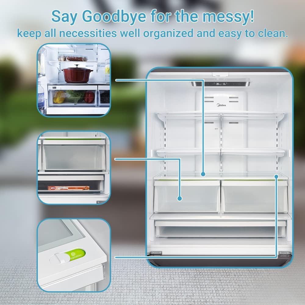 Smad 36" French Door Refrigerator 22.5 Cu.Ft, Refrigerator with Ice Maker, Counterdepth Refrigerator Bottom Freezer, Automatic Defrost, Humidity Controlled, Fingerprint-Proof Stainless Steel