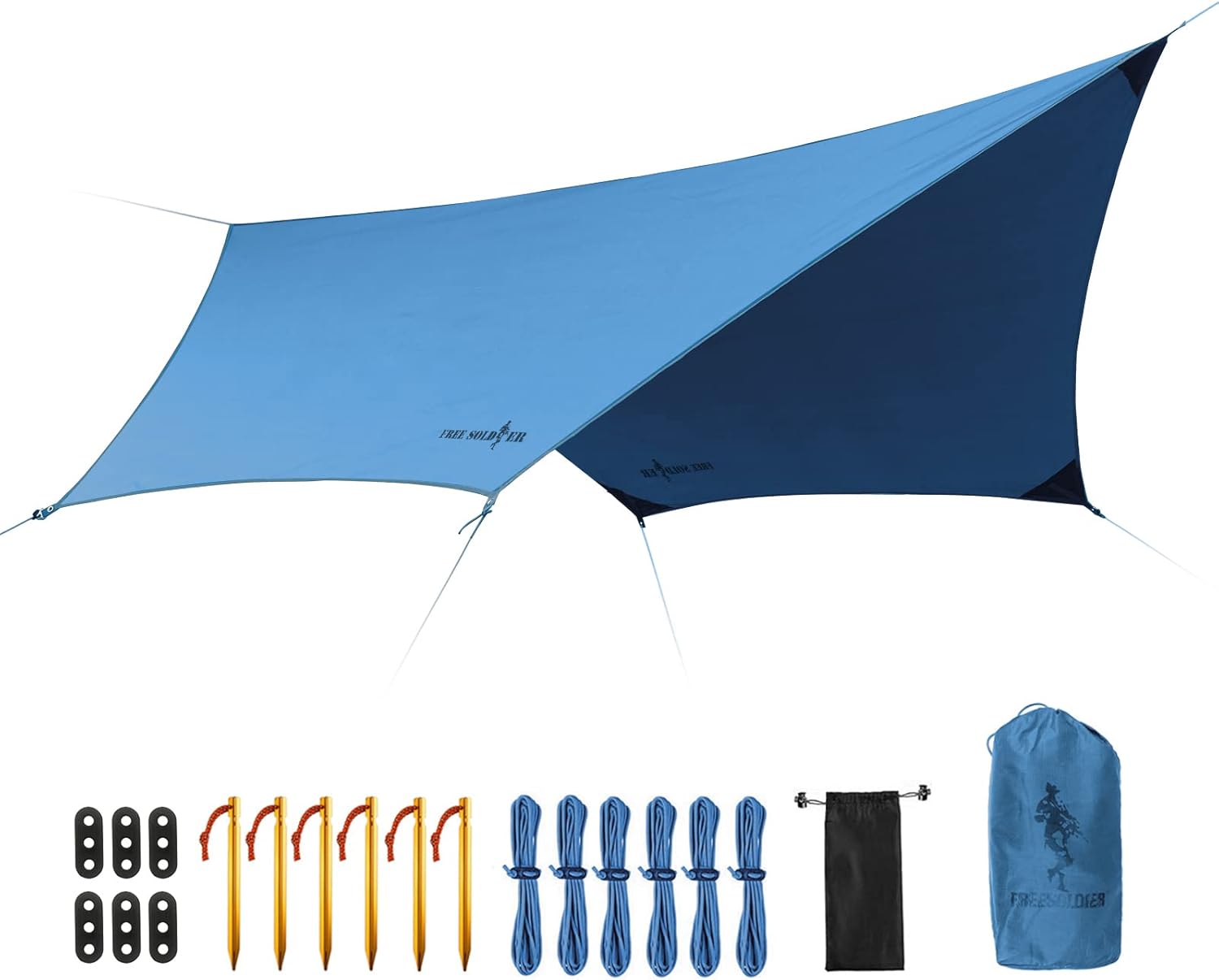 FREE SOLDIER Waterproof Portable Tarp Multifunctional Outdoor Camping Traveling Awning Backpacking Tarp Shelter Rain Tarp