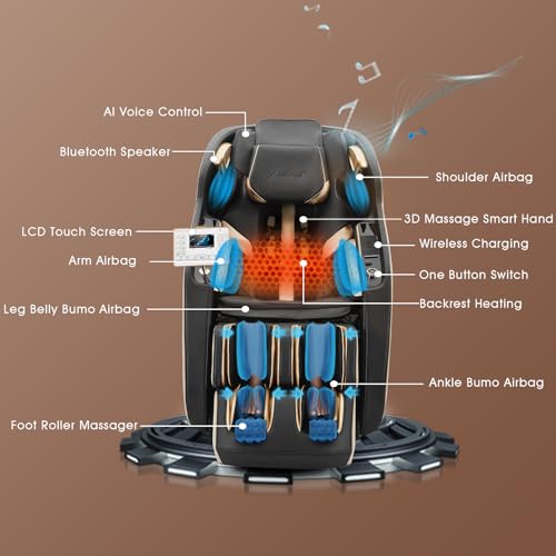 Artist hand Massage Chair Full Body Extra Wide Seat, Zero Gravity Massage Chair SL-Track Shiatsu Massage Recliner Chair with 12 Modes, Bluetooth, Body Scan, Heating, Foot Roller, Airbags Massage