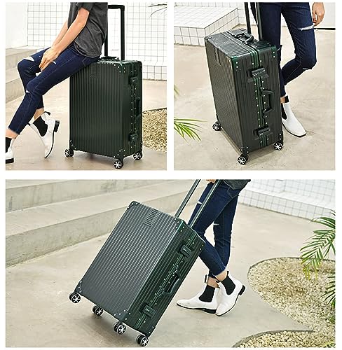 Aluminum Frame Hardside Luggage with Spinner Wheels and TSA Lock, 8 Spinner Wheels Luggage Lightweight Carry On Suitcase, Rolling Luggage Carry on for Travel/business (26 inch, Rose Gold+White)