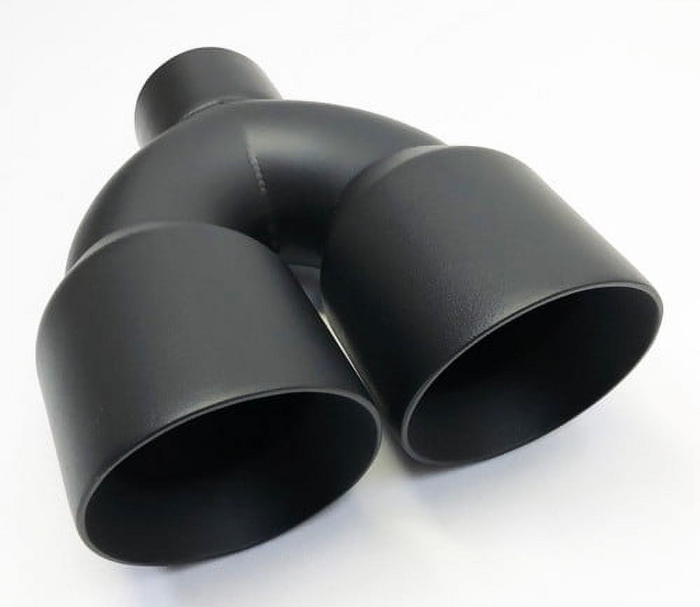 Exhaust Tip 2.50" Inlet 3.50" Outlet 9.50" long Dual Double Wall Matte Black Stainless  Wesdon Exhaust Tip