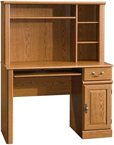 KHBIULIFE Home Office Computer Desk with Hutch  3 Adjustable Shelves for Small Space in Carolina Oak