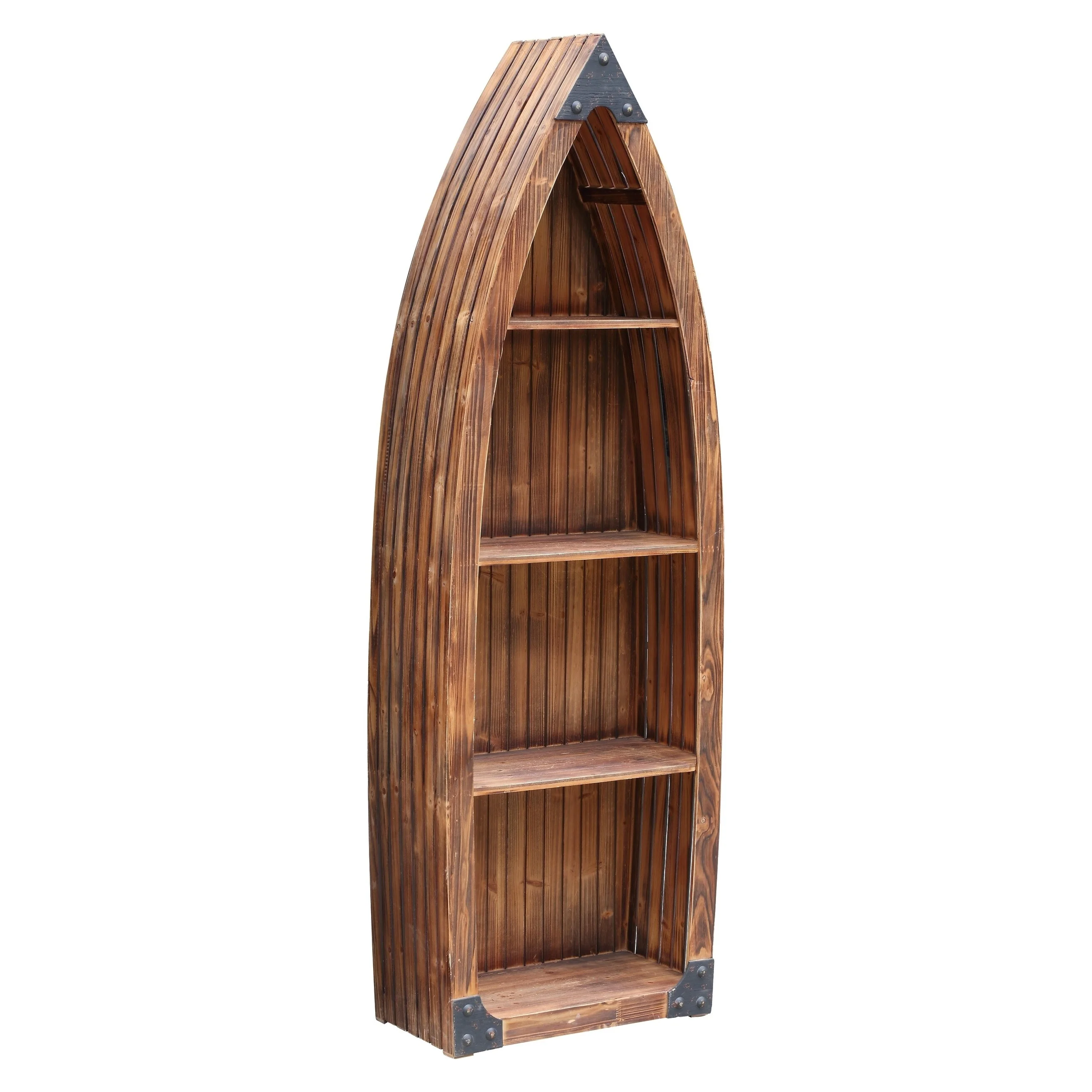 Mountain View Rustic Wood Canoe 3 Shelf Bookcase - 71"H x 23.5"W x 12"D