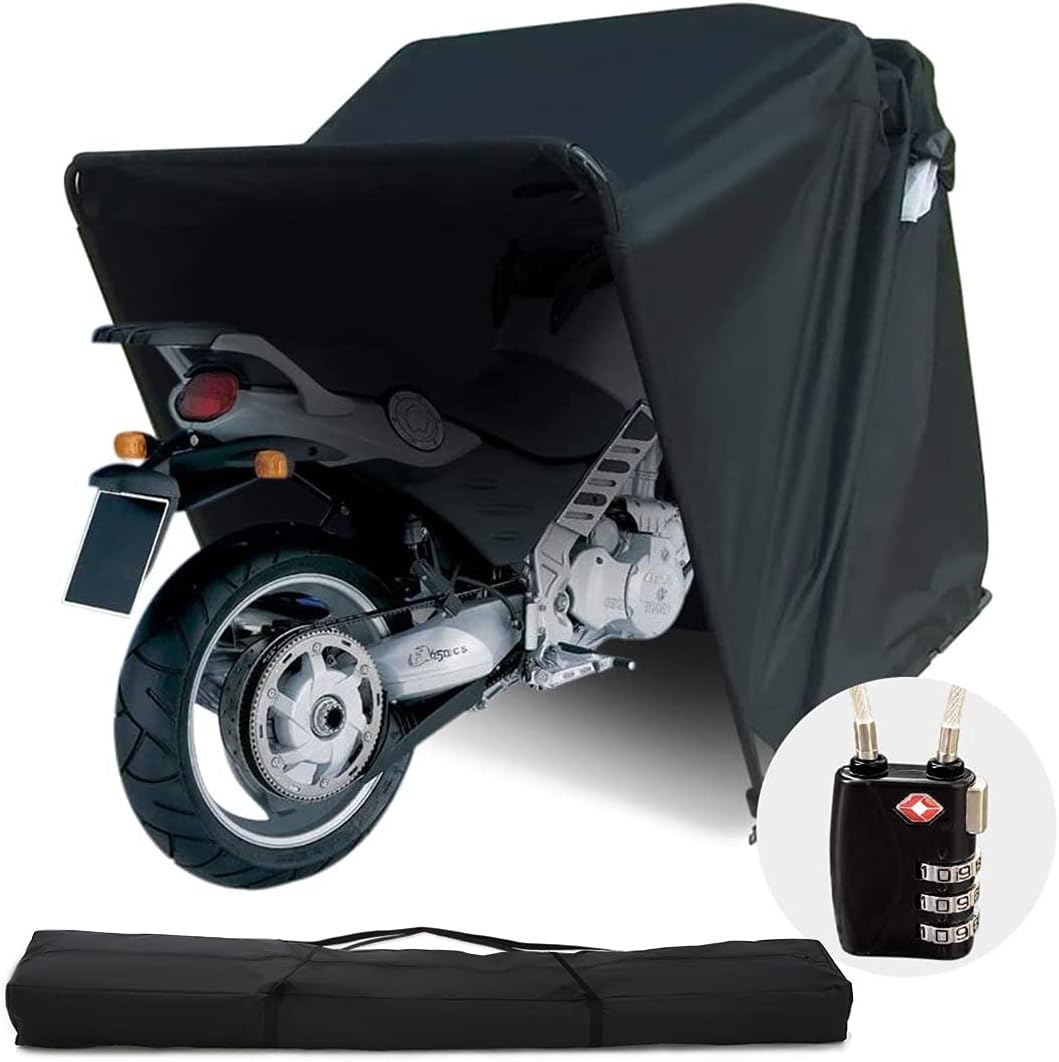 Quictent Heavy Duty Motorcycle Shelter Shed Cover Storage Garage Tent with TSA Code Lock & Carry Bag, Large Size
