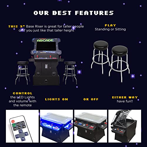 Creative Arcades Full Size Commercial Grade Cocktail Arcade Machine w/ Lifting Screen | Trackball | Three-Sided | 4 Sanwa Joysticks | 2 Stools