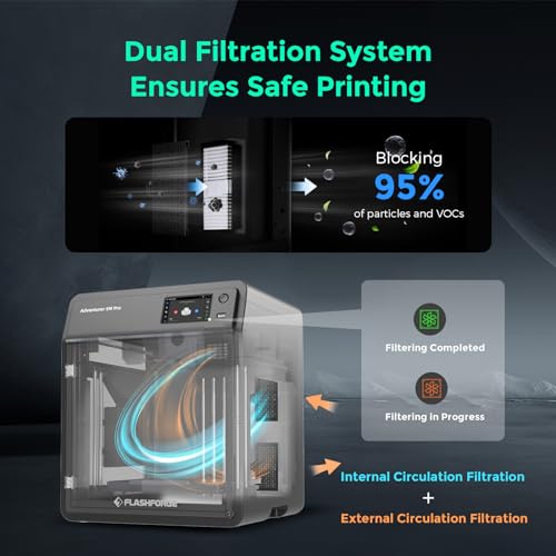 FLASHFORGE Adventurer 5M 3D Printer with Fully Auto Leveling, Max 600mm/s High Speed Printing, 280°C Direct Extruder with 3S Detachable Nozzle, Core XY All Metal Structure, Print Size 220x220x220mm