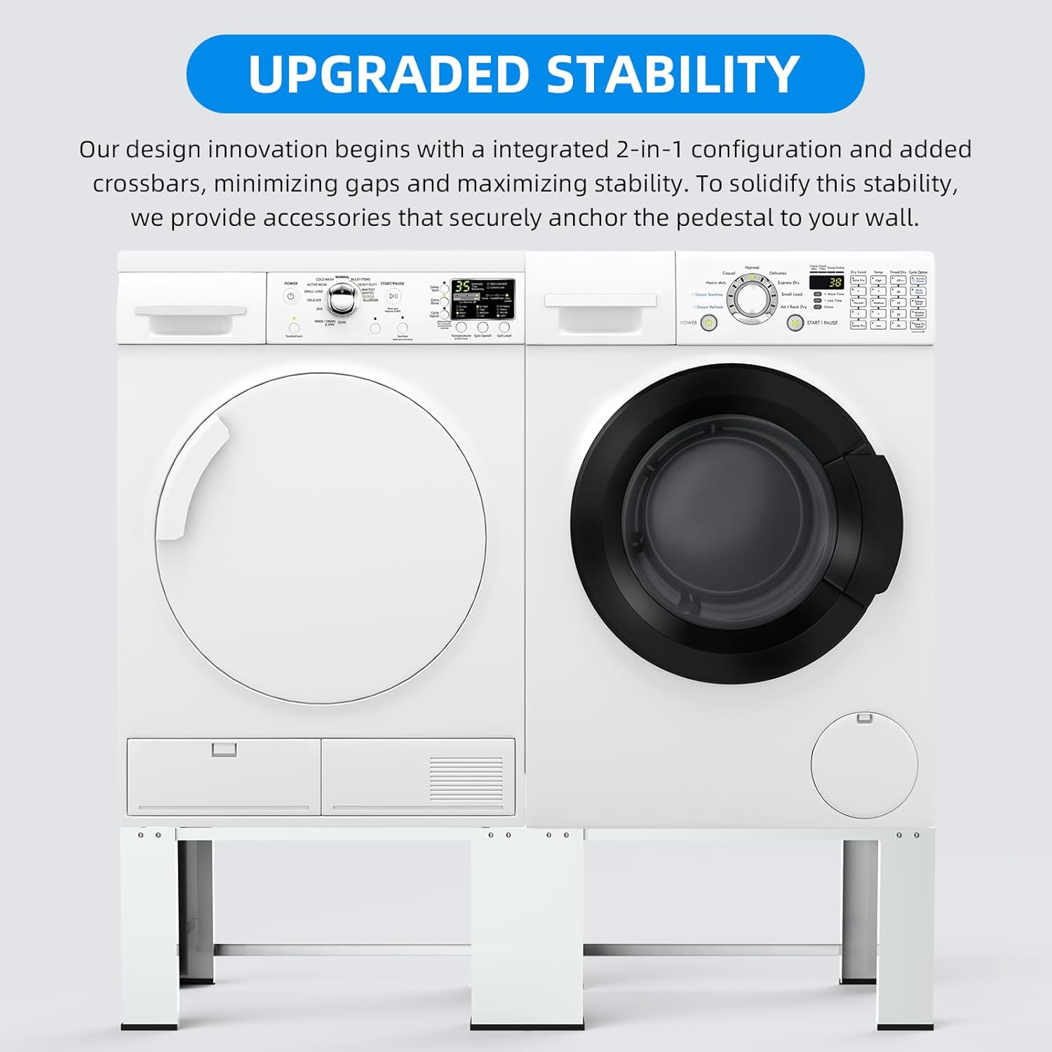 29" Washer Dryer Laundry Pedestals White - Dual-pack Laundry Pedestal for Washer and Dryer Stand, Steel Washing Machine Stand Raiser