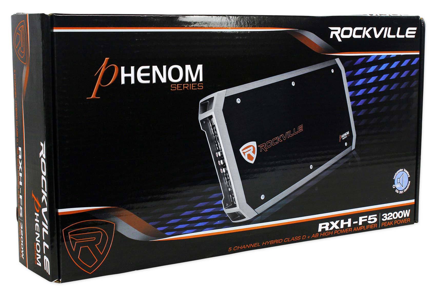 Rockville RXH-F5 3200 Watt/800w CEA RMS 5 Channel Car Stereo Amplifier+Amp Kit