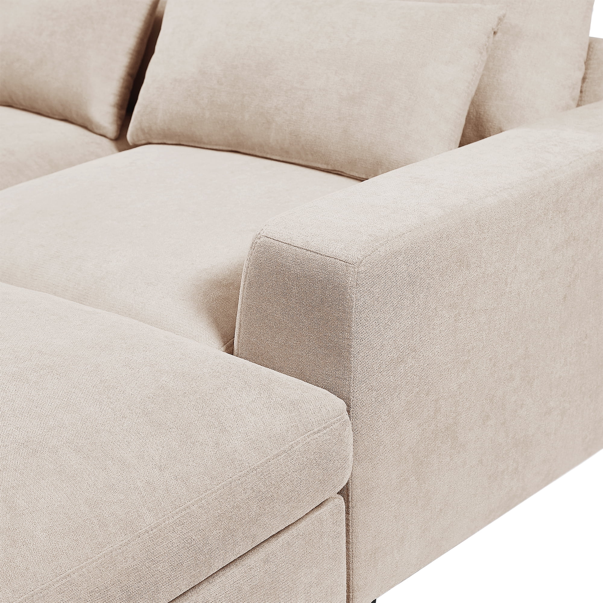 U_Style Modern Large L-Shape Feather Filled Sectional Sofa, Convertible Sofa Couch with Reversible Chaise for Living Room
