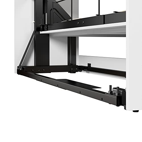 Bestar Pur Full Murphy Bed and Storage Unit with Drawers, 84-inch Space-Saving Wall Bed with Storage in Bark Grey