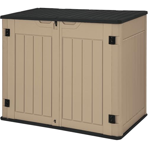 DWVO Outdoor Weather-Resistant Horizontal Storage Shed, 35 Cu Ft Capacity, Lockable and Waterproof, Suitable for Storing Garden Tools, Light Gray
