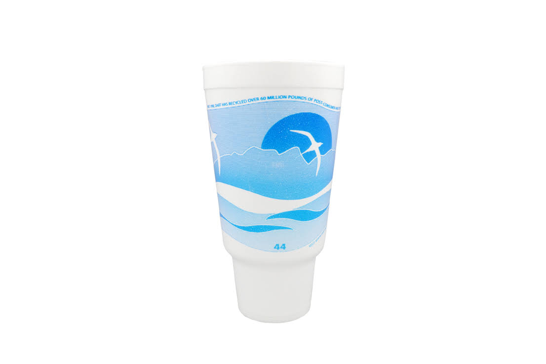Dart 44AJ32H Horizon Flush Fill Foam Cup, Hot/Cold, 44 oz., Ocean Blue