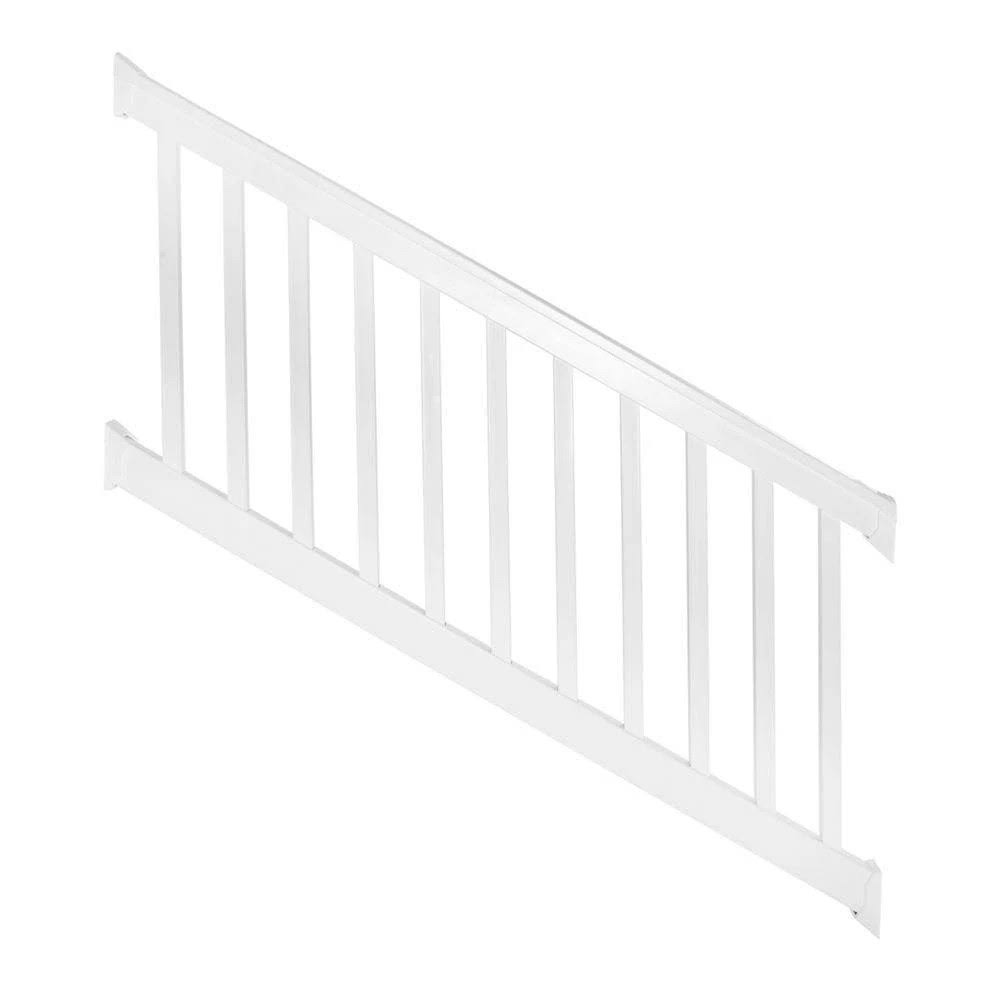 Weatherables Vanderbilt 3.5 ft. H x 8 ft. W White Vinyl Stair Railing Kit
