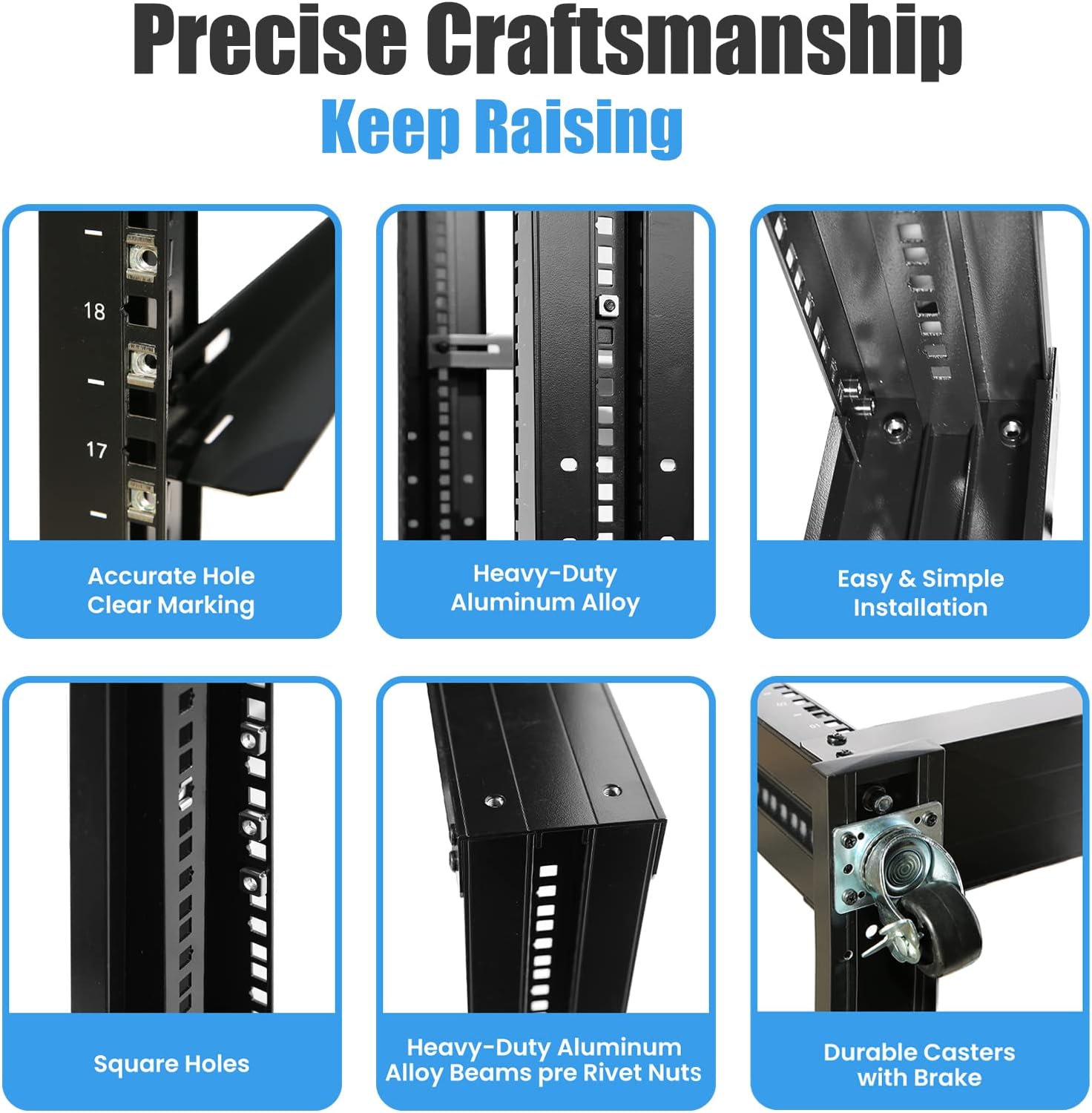 RAISING ELECTRONICS 22U 4 Post Open Frame 19inch Data Network It Server/Audio Rack 31" Deep UL Certified