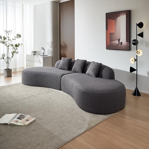 119.29" Modern Curved Sectional Sofa for Living Room, Sherpa Fabric 5-Seater Couch, Comfortable and Stylish for Apartment, Home Decor,Beige