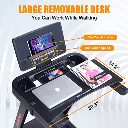 RUNOW Treadmill with Incline, Perfect as Treadmills for Home Walking and Running, Foldable Treadmill Support Bluetooth and Customized Programs, Easy Assembly Exercise Machine