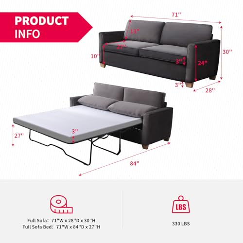 MUZZ Pull Out Sofa Bed, Queen Size Sofa Bed with Foam Mattress, Velvet Pull Out Sleeper Sofa, 2-in-1 Sofa with Pull Out Couch Bed for Living Room, Apartment, Office (Queen, Beige)
