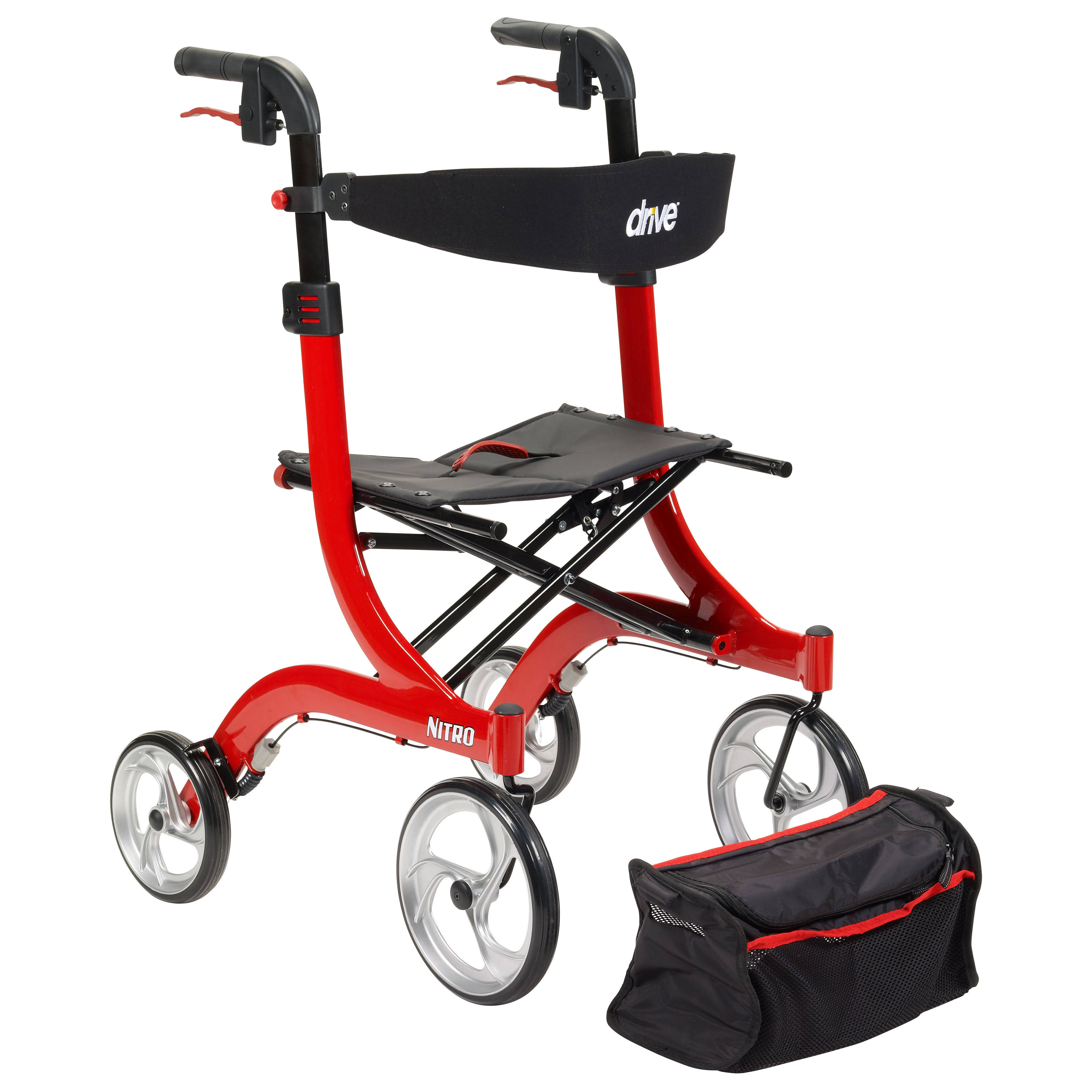 Drive Medical Nitro Euro Style Rollator Walker (Red)
