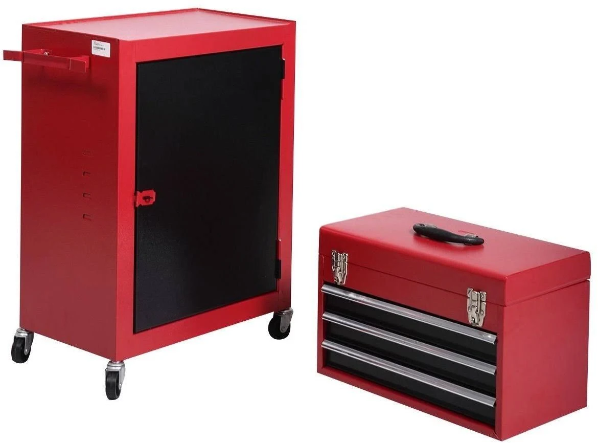 Giantex 2pc Mini Tool Chest u0026 Cabinet Storage Box Rolling Garage Toolbox Organizer TL30208