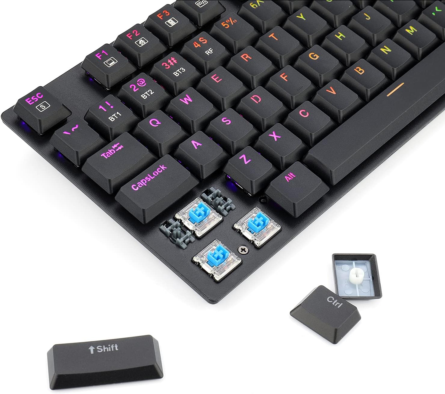 Redragon K535 Wireless, Bluetooth Mechanical Gaming Keyboard, RGB Backlit with Low Profile Blue Switches for Windows Gaming PC Pack of 2