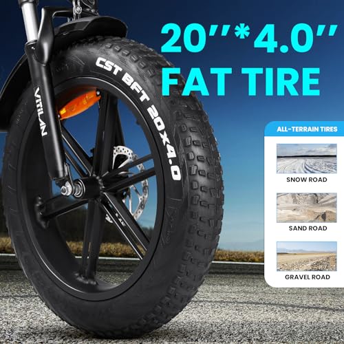 V3 Electric Bike for Adults, Folding Fat Tire Ebike 750W 20” x 4.0" 28MPH E-Bike 48V 13AH Electric Bicycle Shimano 7-Speed