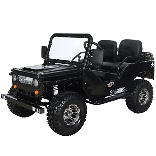 X-PRO Ranger 125 125cc Go Kart with 3-Speed Semi-Automatic Transmission w/Reverse, Big 18" Aluminium Rim Wheels! LED Headlights, with Windshield and Spare Tire！ (Army Green)