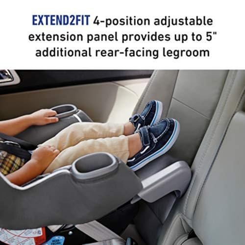 Graco Extend2Fit Convertible Baby Car Seat, Rear and Forward Facing, Adjustable Extension Panel for Extra Legroom, Gotham