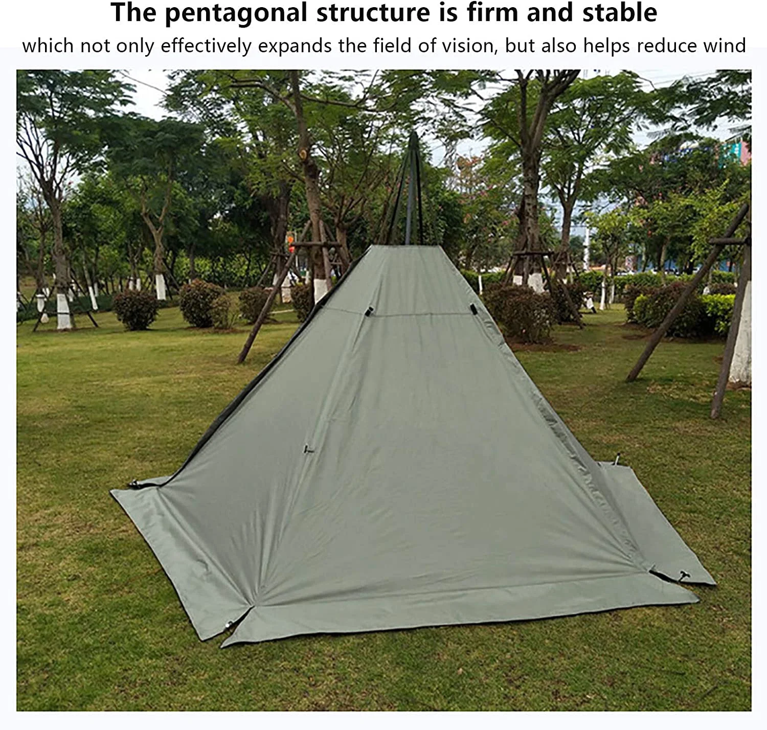 Fichiouy Tent Camping Teepee Tent 4 Season 2 Doors Hike Waterproof Tent Outdoor Reathable