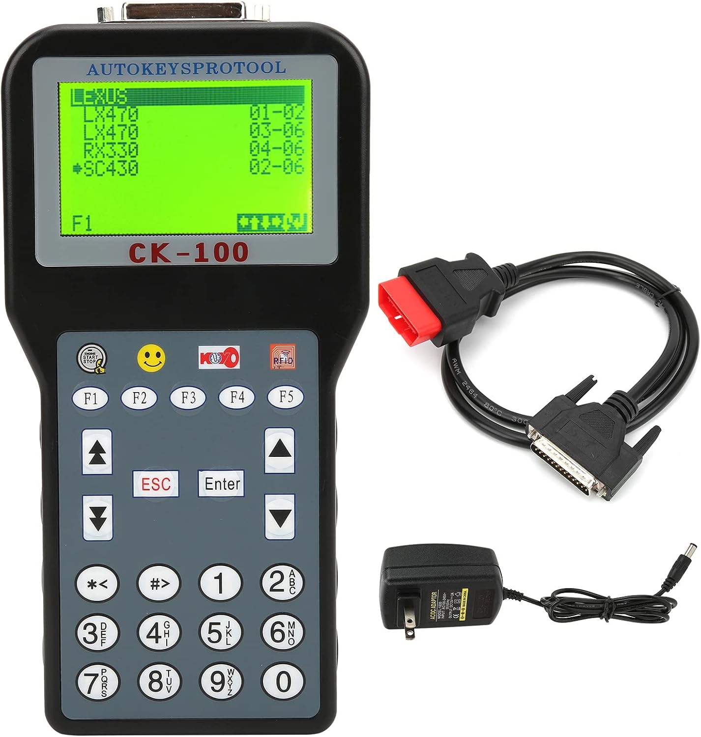 Car Key Programmer Transponder, V99.99 ABS Auto Programming Tool Sensitive Multi‑Language US Plug 100‑240VCar Accessory