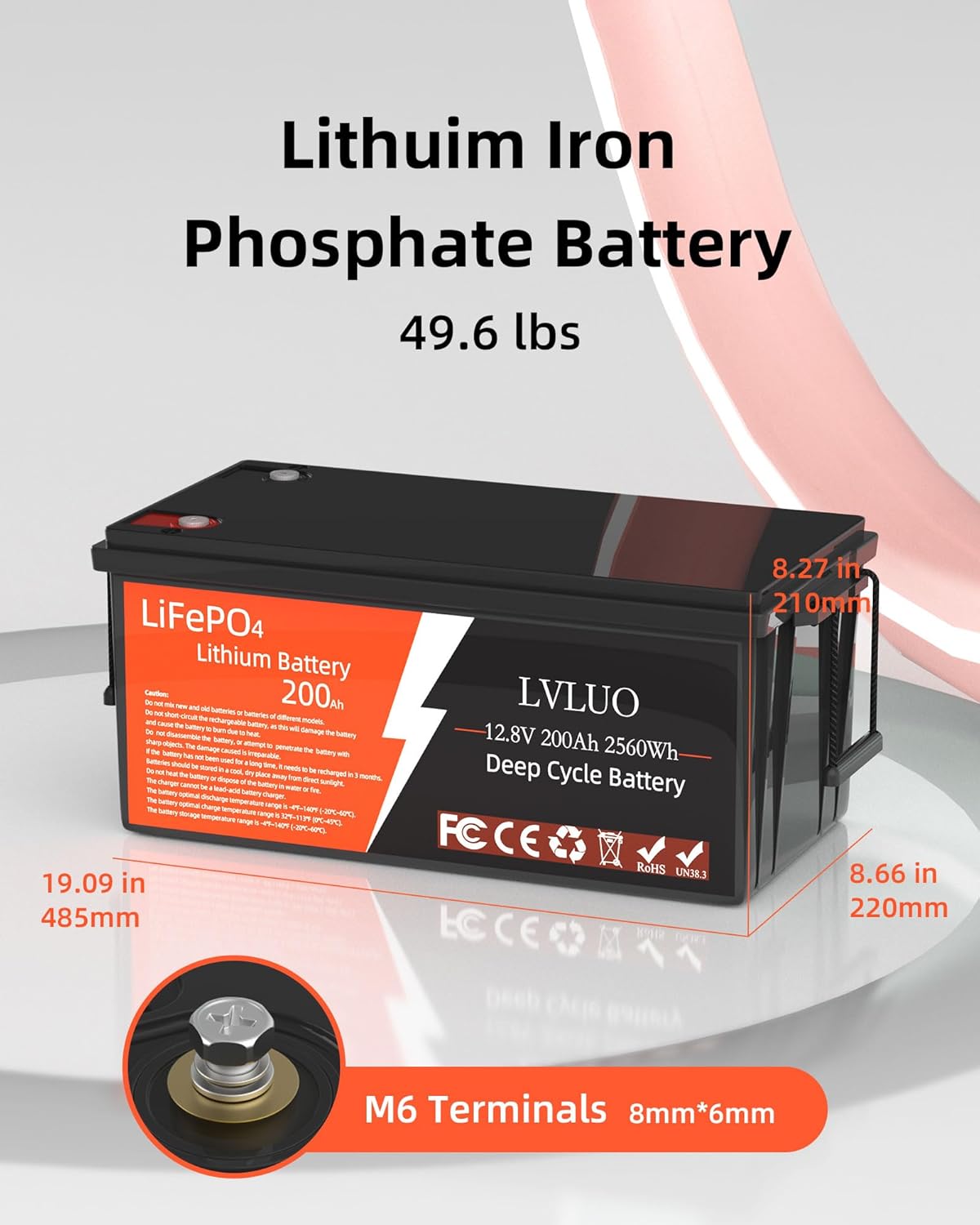 LiFePO4 Battery 12v 200ah Lithium Battery - 300A Over Current Protection Deep Cycle Battery for Trolling motor, Cabin,Marine, Off-Grid Home Energy Storage