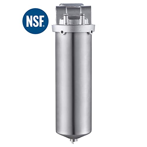 Amwater NSF Stainless Steel Filter Housing for 10" Filter Cartridge, 1" NPT Water Filter Housing for Whole House Water Purification of Stainless Steel 304
