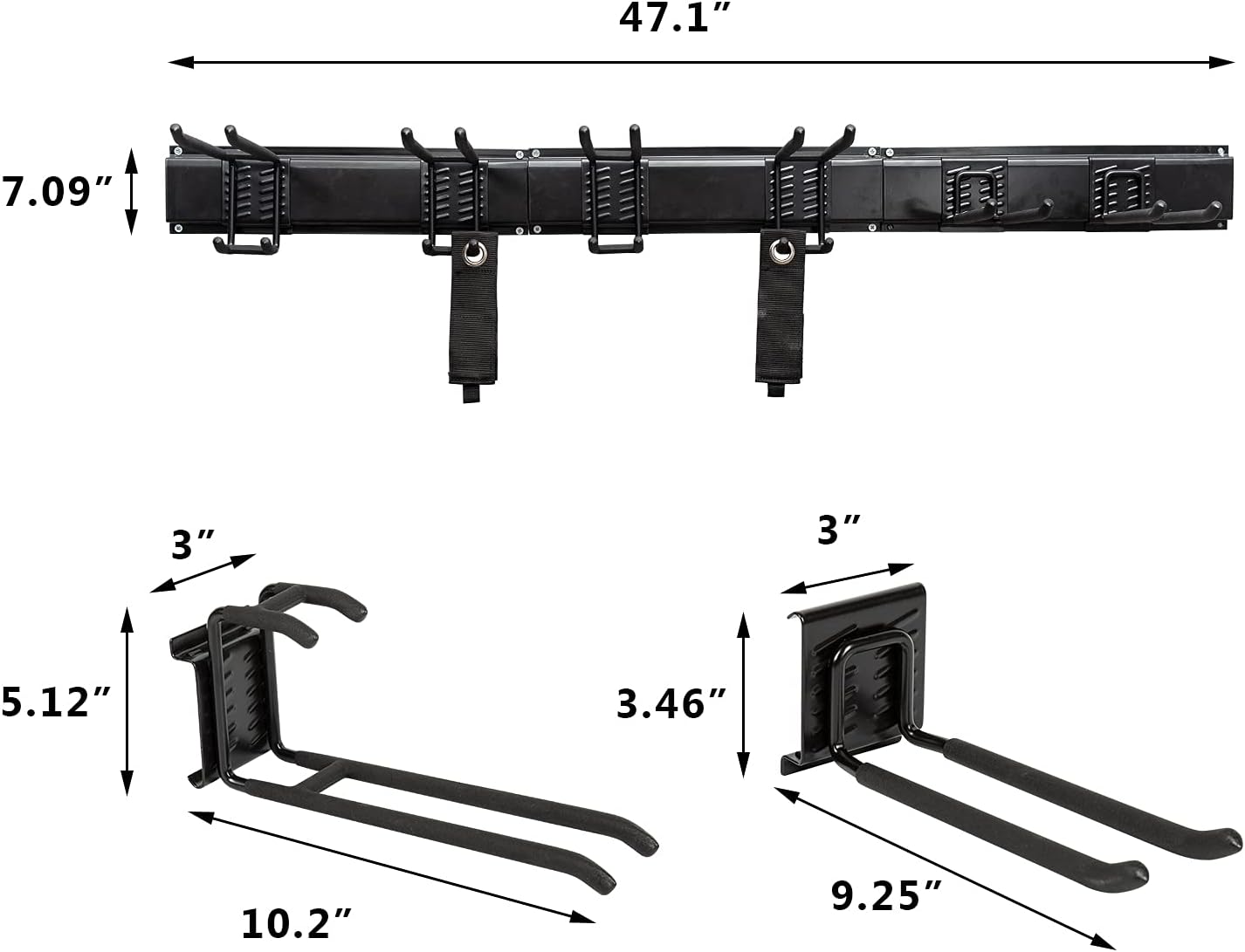 Heavy Duty Tool Storage Rack,Strengthen Garage Tool Organizer Wall Mount,Steel Garage Storage System,Steel Garage Storage System with Wall Hooks and Hanger,Shovel Holder Wall Mount For Shovel Holder Pack of 2