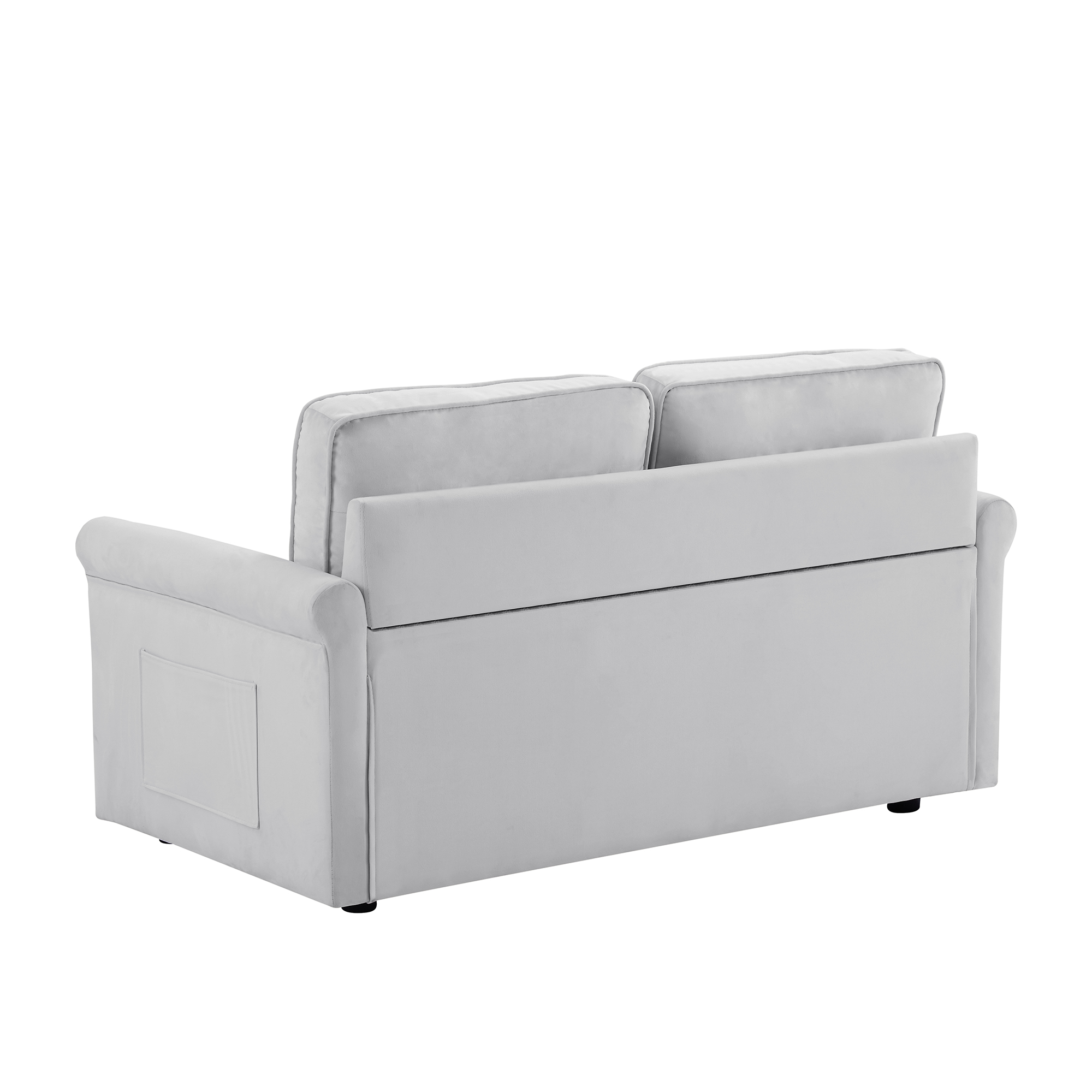 Modern Velvet Folding Convertible Couch Loveseat for Small Space, Upholstered Sleeper Futon Sofa Bed with Nailhead Arms for Living Room Bedroom