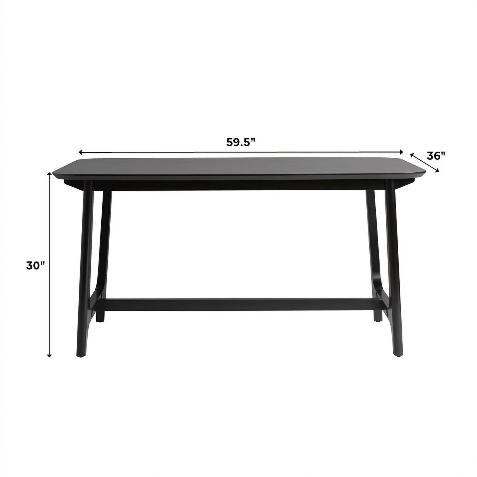 Pemberly Row Modern Solid Wood Trestle Base Dining Table - Black Ash