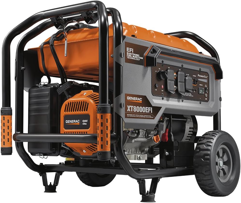 Generac 7162 8000 Watt Electronic Fuel Injection Portable Generator-EPA/CARB, Orange, Gray, Black Pack of 2