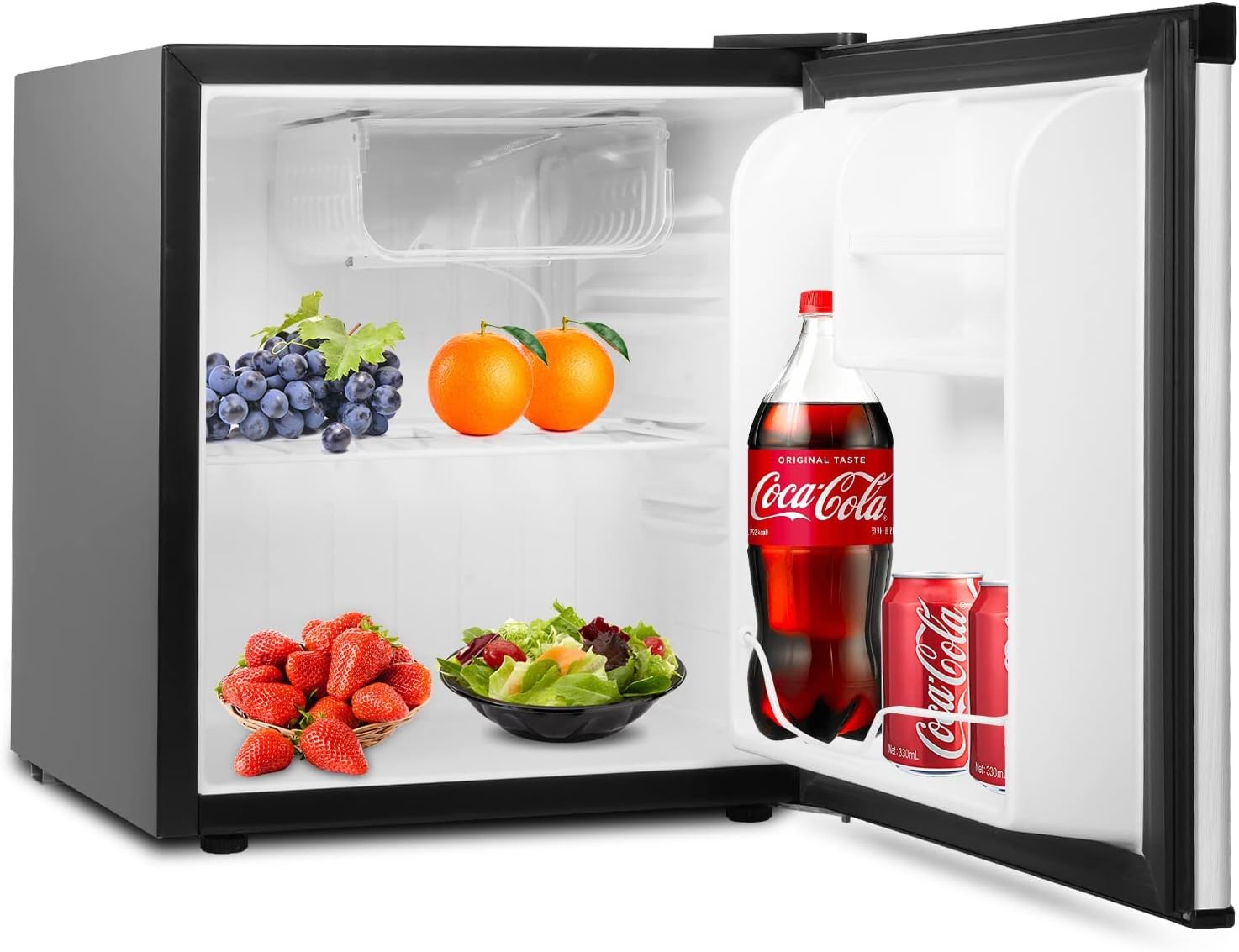 Mini Fridge with Freezer, Single Door Compact Refrigerator with Adjustable Legs, Adjustable Thermostat Control, Removable Shelf, Small Fridge Perfect for Home/Dorm/Office/Apartment, 1.6 Cu.Ft.