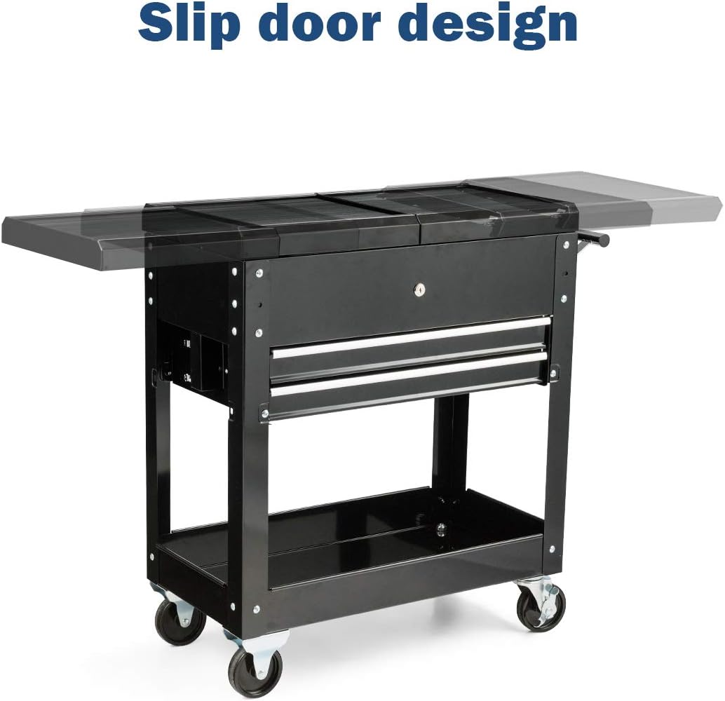 Goplus Rolling Tool Box, Tool Cabinet Cart on Wheels with Storage Drawers, Heavy Duty Steel Tool Storage Organizer for Garage Warehouse Workshop