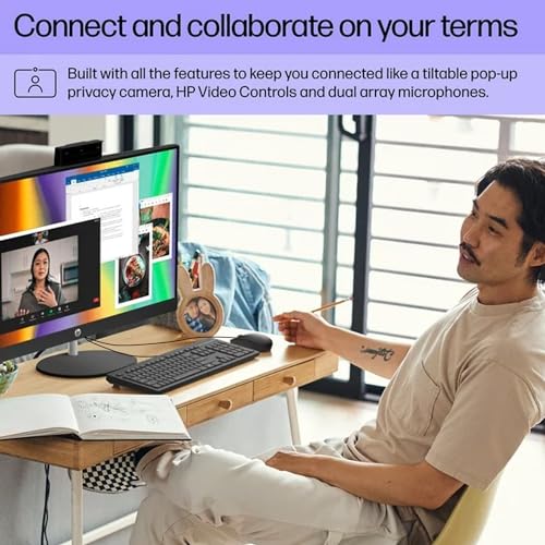 HP Newest 27" Touchscreen All-in-One, 27" FHD Display, Intel Core i7-1355U, 16GB RAM, 1TB SSD, IR Camera, Wired Keyboard & Mouse, HDMI, RJ45, Wi-Fi 6, Windows 11 Home, Black