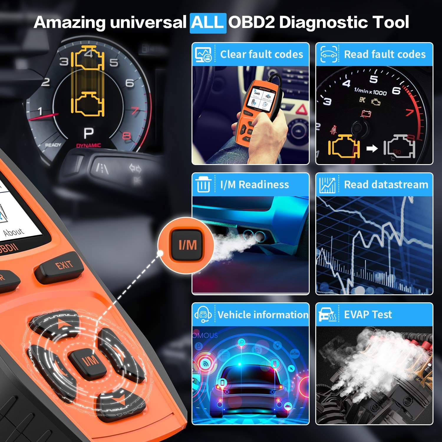 AUTOPHIX 7710 OBD II Scanner for Ford Lincoln Mercury Diagnostic Scan Tool Check Engine with ABS SAS SRS EPB TCM Battery Oil Reset for All Ford car After 1996 [Upgrade Version]