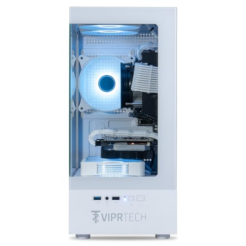ViprTech Stryker 4.0 Liquid-Cooled PC - AMD Ryzen 7 (4.4GHz Turbo), RTX 4060 8GB, 32GB DDR4 3200, 1TB NVMe SSD, 700W PSU, WiFi BT, Win 11 Pro, RGB, Gaming Desktop Computer Prebuilt, White