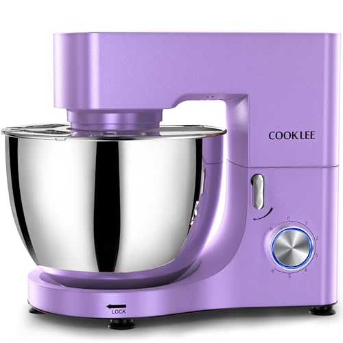 COOKLEE Stand Mixer, 9.5 Qt. 660W Electric Kitchen Mixer with Dishwasher-Safe Dough Hooks, Flat Beaters, Wire Whip & Pouring Shield Attachments for Most Home Cooks, Silver