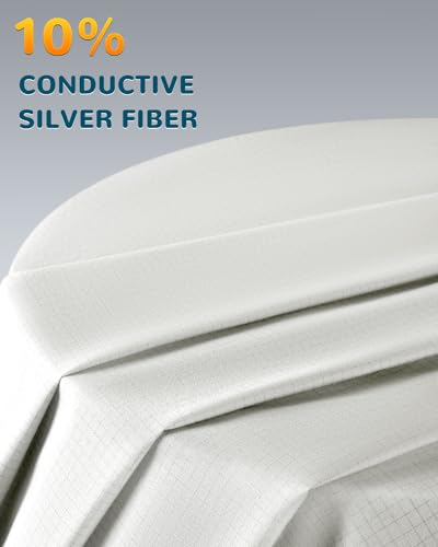 Grounding Fitted Sheets King Size, Grounding Sheet Earth Connected Bedding,10% Pure Silver Fiber and 90% Ultra Soft Cotton, Grounding Cord Included Grounding Mat for Bed(White,78"x80"x18")