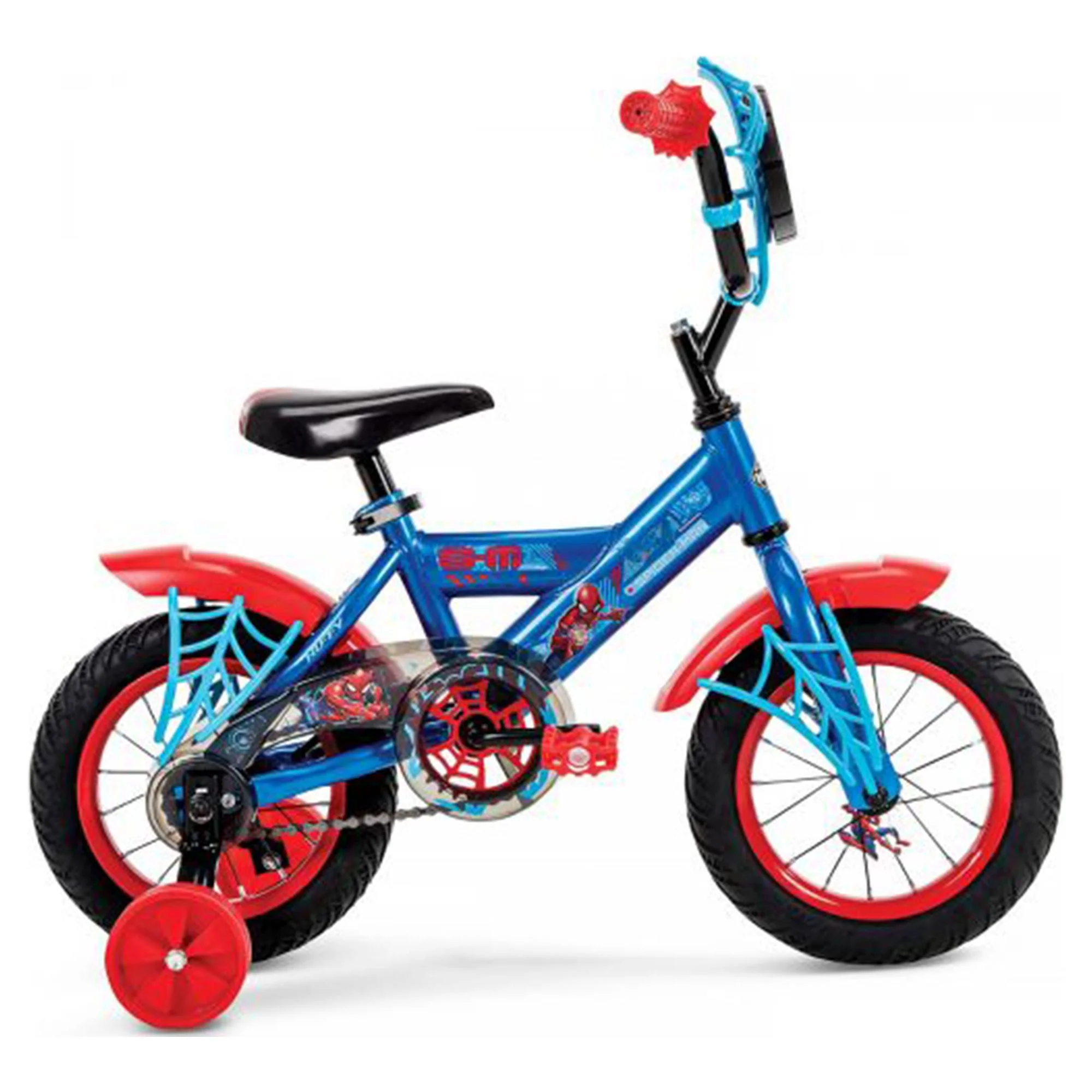 Huffy 12 Inch Marvel Spider-Man Kids First Bike with Training Wheels, Blue