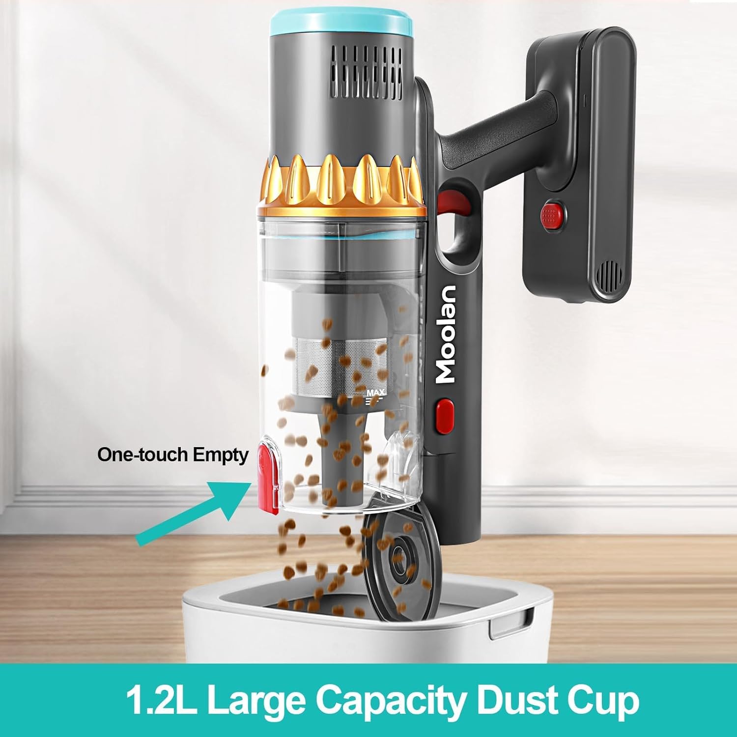 6 in 1 Cordless Vacuum Cleaner, Stick Vacuum Cordless with Touch Screen, 250W Brushless Motor Vacuum Cleaner for Home Hardwood Floor Carpet Pet Hair