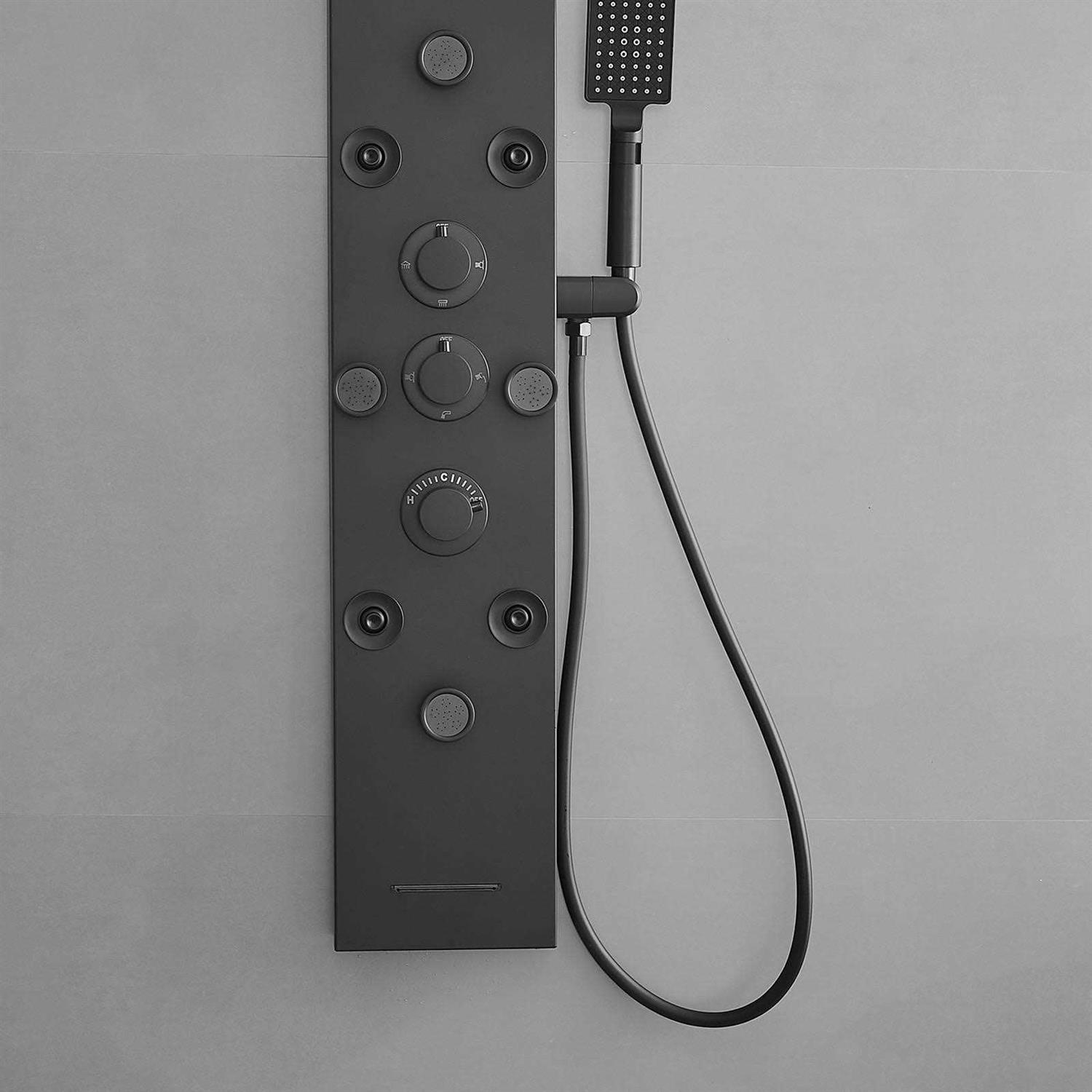 BWE YTP07 Shower Panel System Matte Black Waterfall Shower Panel System with 6-way Diverter Valve Included YTP07-Black - Shop Hardware Tools Online Store