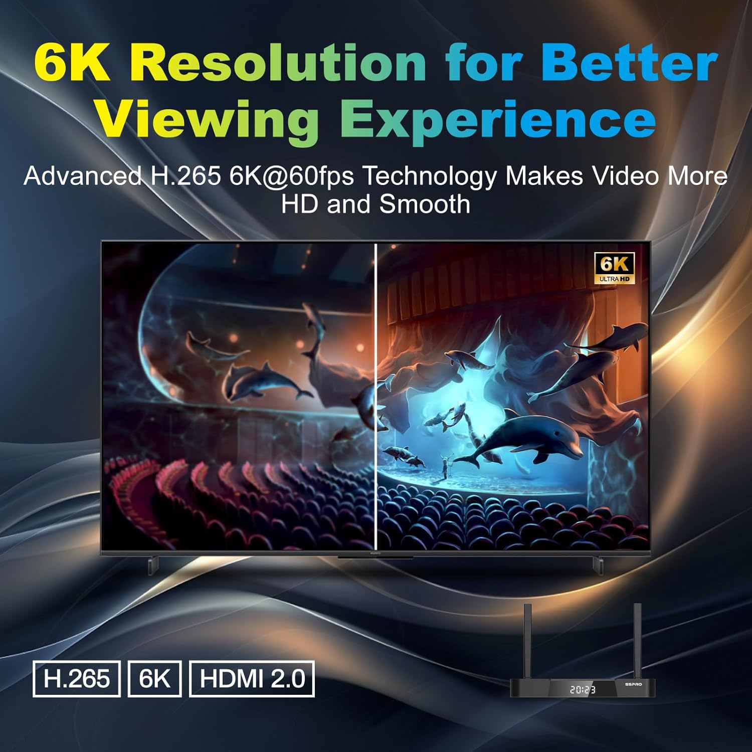 Super Stream S-5-P ro TV Box,4GB RAM+32GB ROM,with Voice Remote,Hub*1,4 in 1 Data Cable*1,Dual Band WiFi,2T2R,Quad-Core,6K HDMI,2T2R,2024 Newest Super Stable Box for TV,Perfect for Family