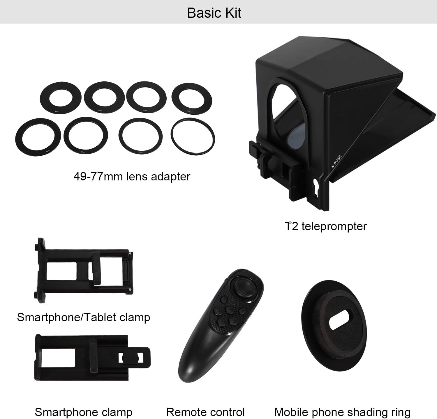 Spolehli Teleprompter TMP Adjustable Teleprompter 3.94''/7.87'' with HD Glass & Remote No Assembly Required (Kit 1:T2 teleprompter (for Phone&Camera))