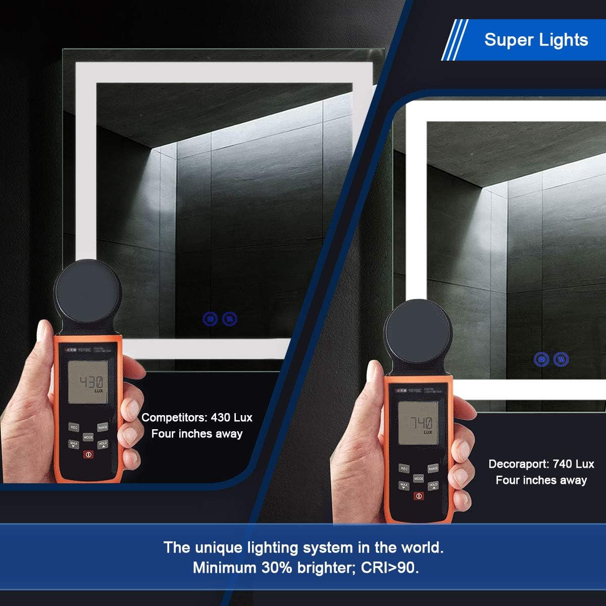 BHBL 60 x 36 Inch Illuminated LED Bathroom Mirror with Smart Button, Anti Fog, Dimmable, Bluetooth Speakers, Vertical & Horizontal Mount, Hotel Office Bar Mirror (D224-6036A)